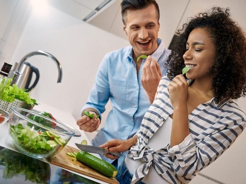 eating green vegetables